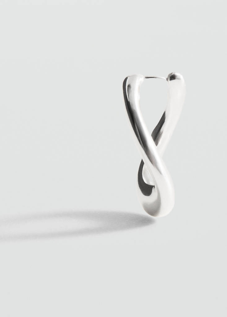 Irregular semi-hoop earrings — Silver