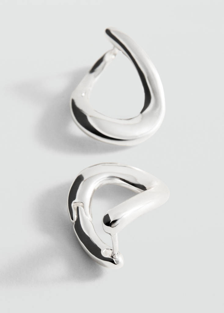 Irregular semi-hoop earrings — Silver