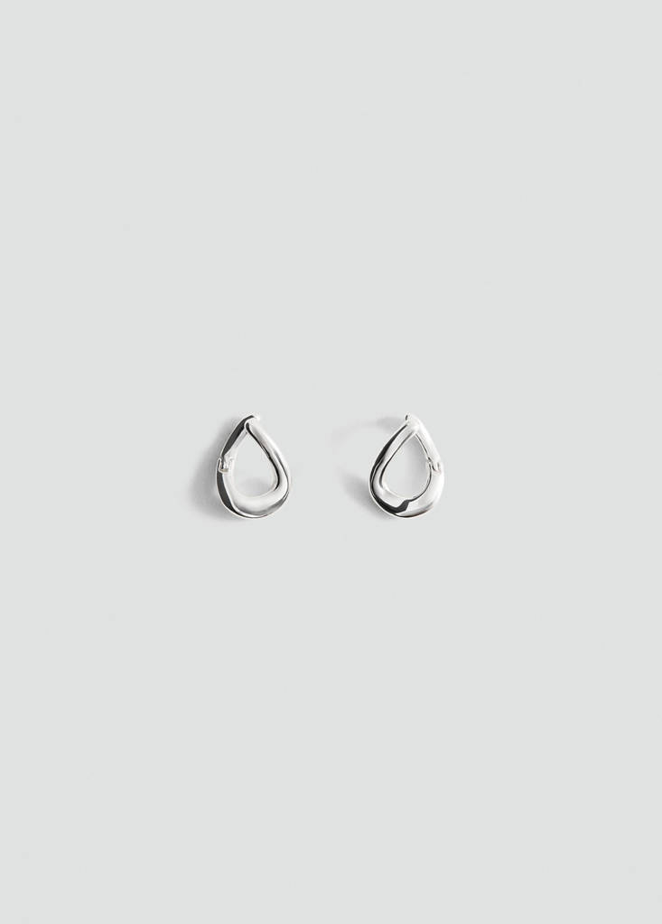 Irregular semi-hoop earrings — Silver