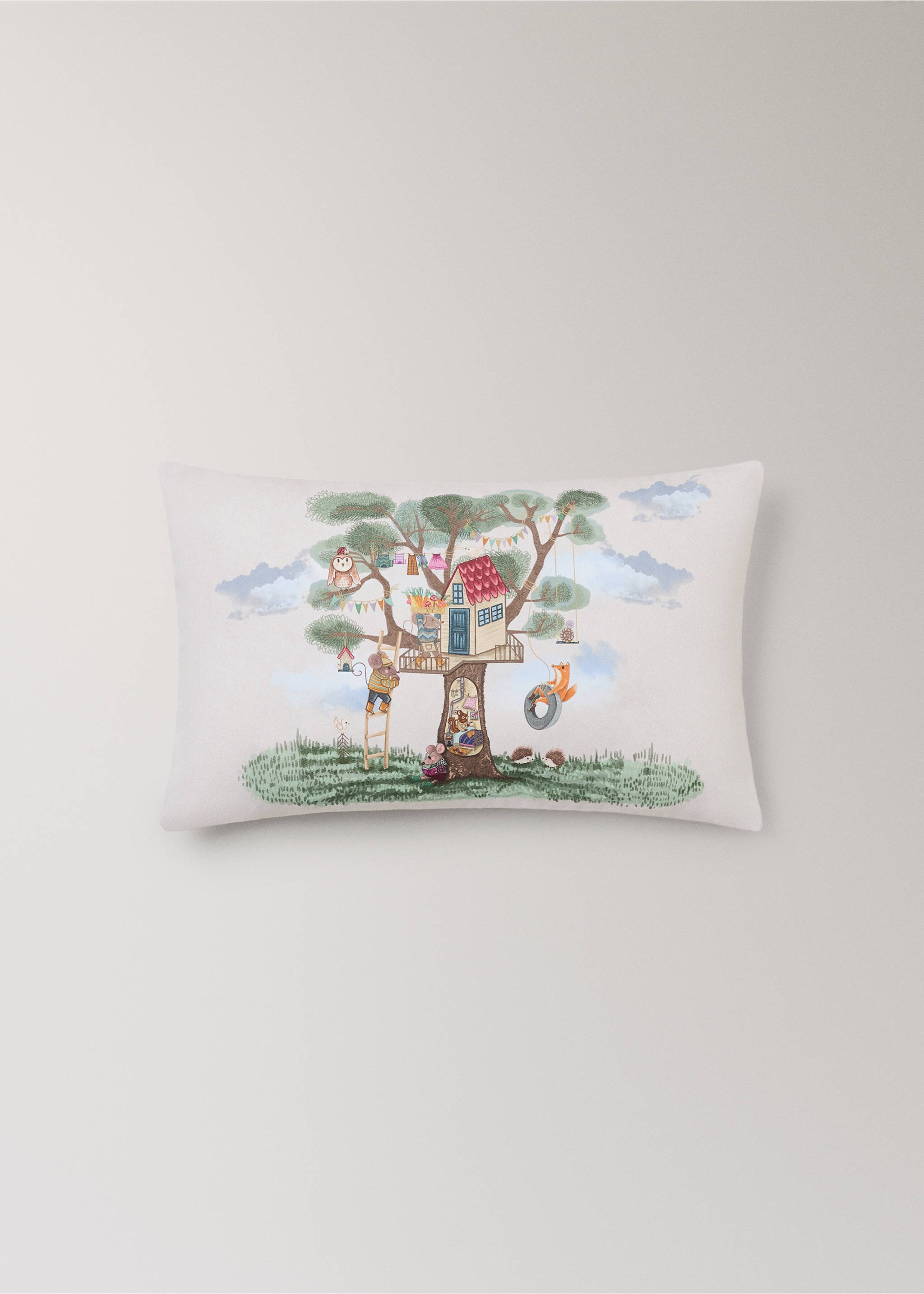 Printed cushion cover, 30 x 50 cm - Article without model, Ivory White. Ref: 37014463-00.