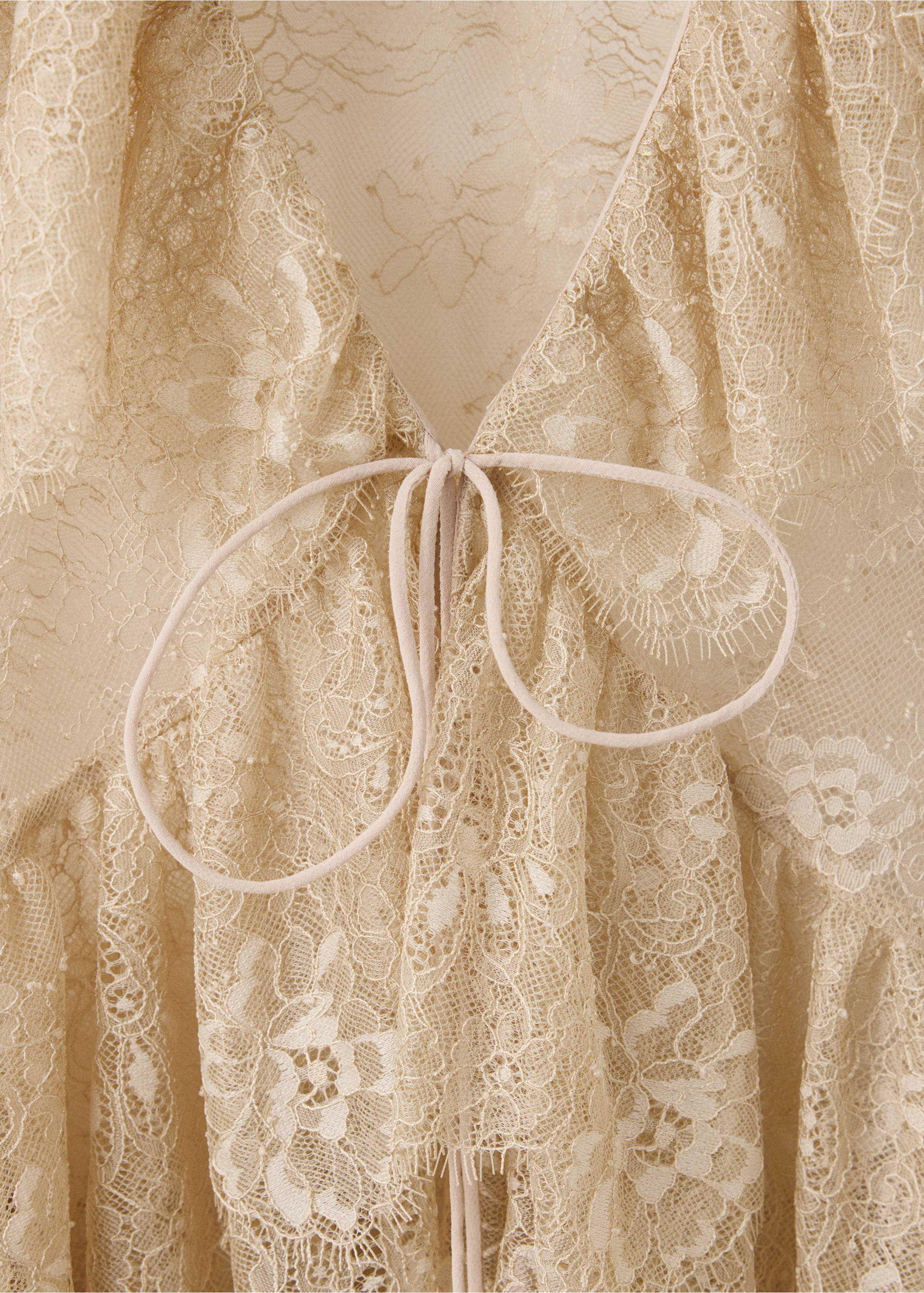 Ruffled lace blouse - Деталь изделия 8, Песочный. Ref: 37014469-00.