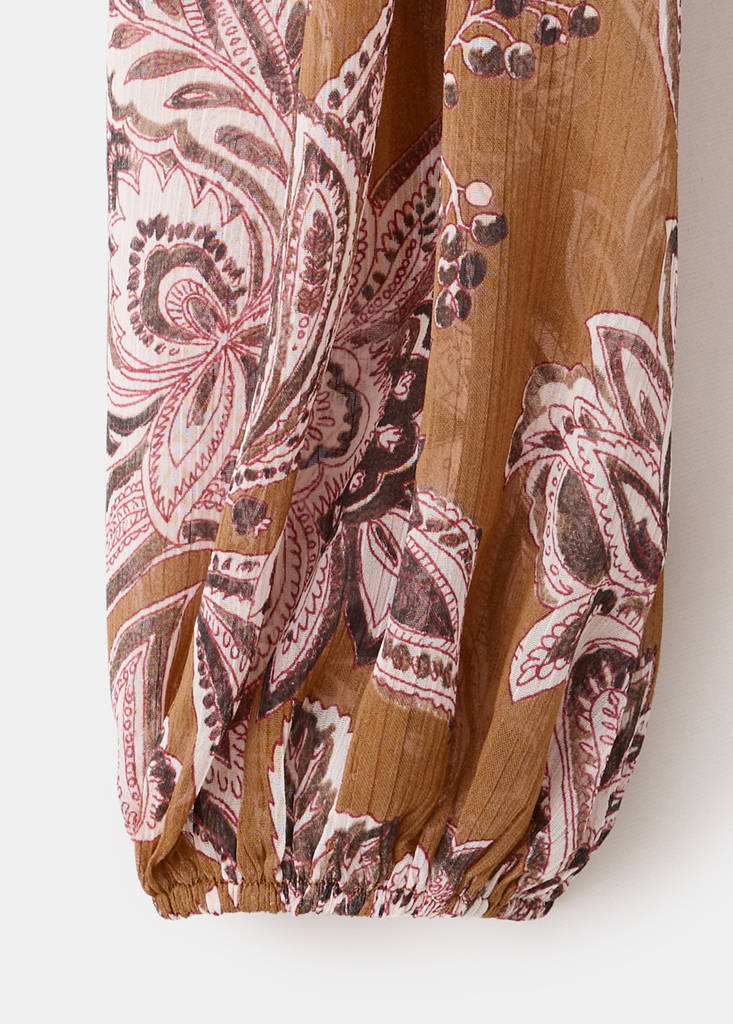 Floral-print blouse with bow — Brown