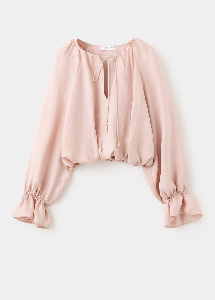 Gathered lyocell blouse — Light Pink