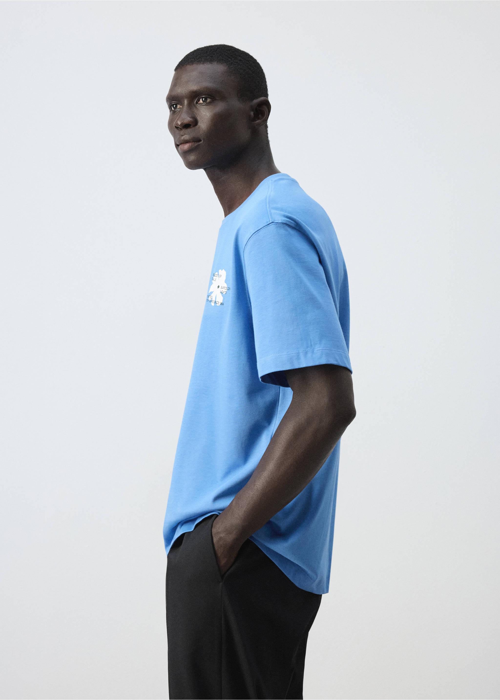 100% cotton printed t-shirt - Details of the article 2, Blue. Ref: 37014472-00.