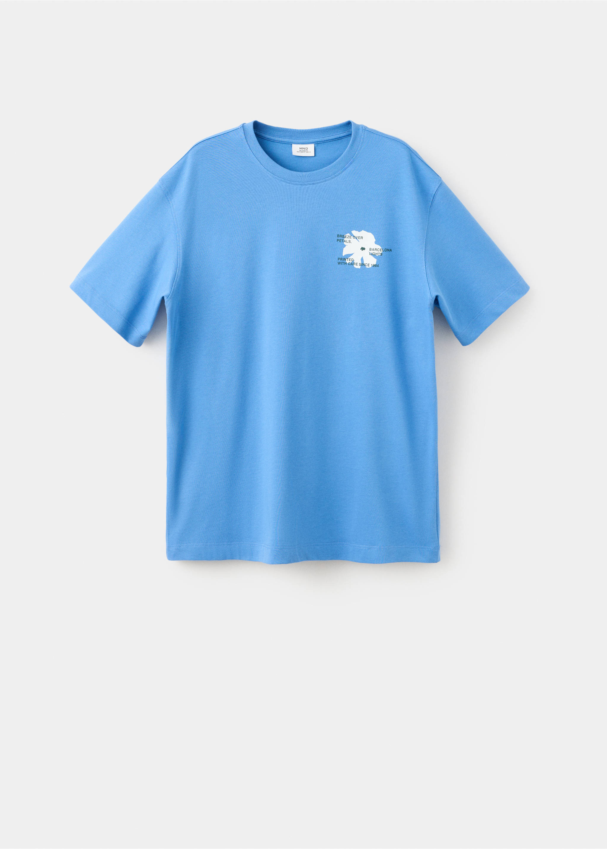 100% cotton printed t-shirt - Article without model, Blue. Ref: 37014472-00.