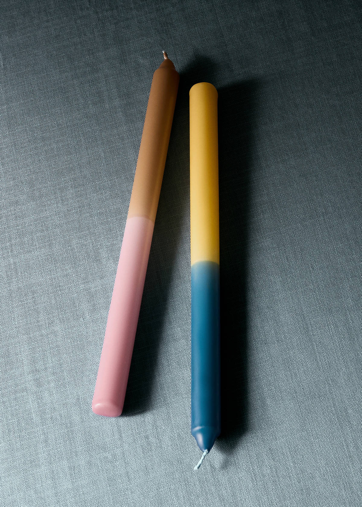Set of two-tone candles — Petrol Blue
