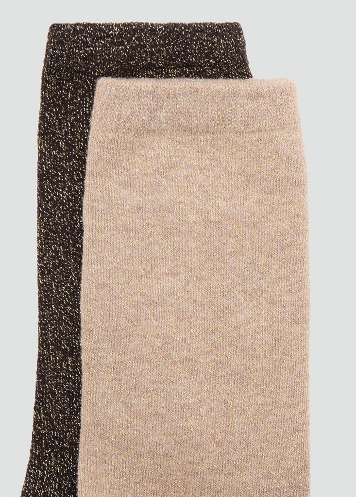 Pack of 2 lurex socks — Brown