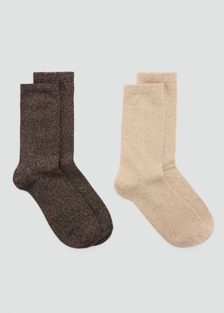 Pack of 2 lurex socks — Brown
