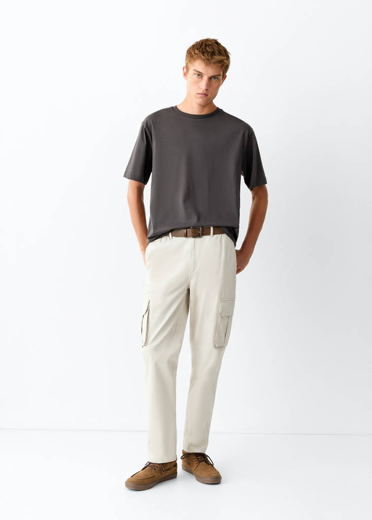 Straight cargo trousers — Light/Pastel Grey