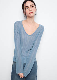 V-neck lurex jumper — Blue 1