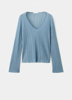 V-neck lurex jumper — Blue 5