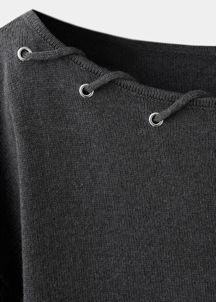 Knitted jumper with neck detail — Charcoal