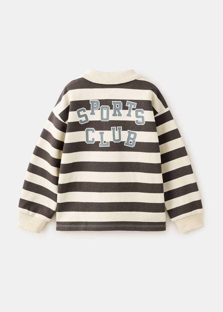 Striped polo sweatshirt — Chocolate