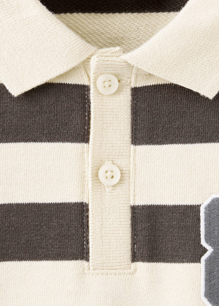 Striped polo sweatshirt — Chocolate
