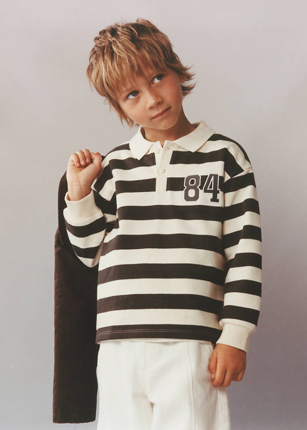 Striped polo sweatshirt — Chocolate