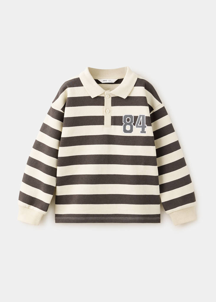 Striped polo sweatshirt — Chocolate