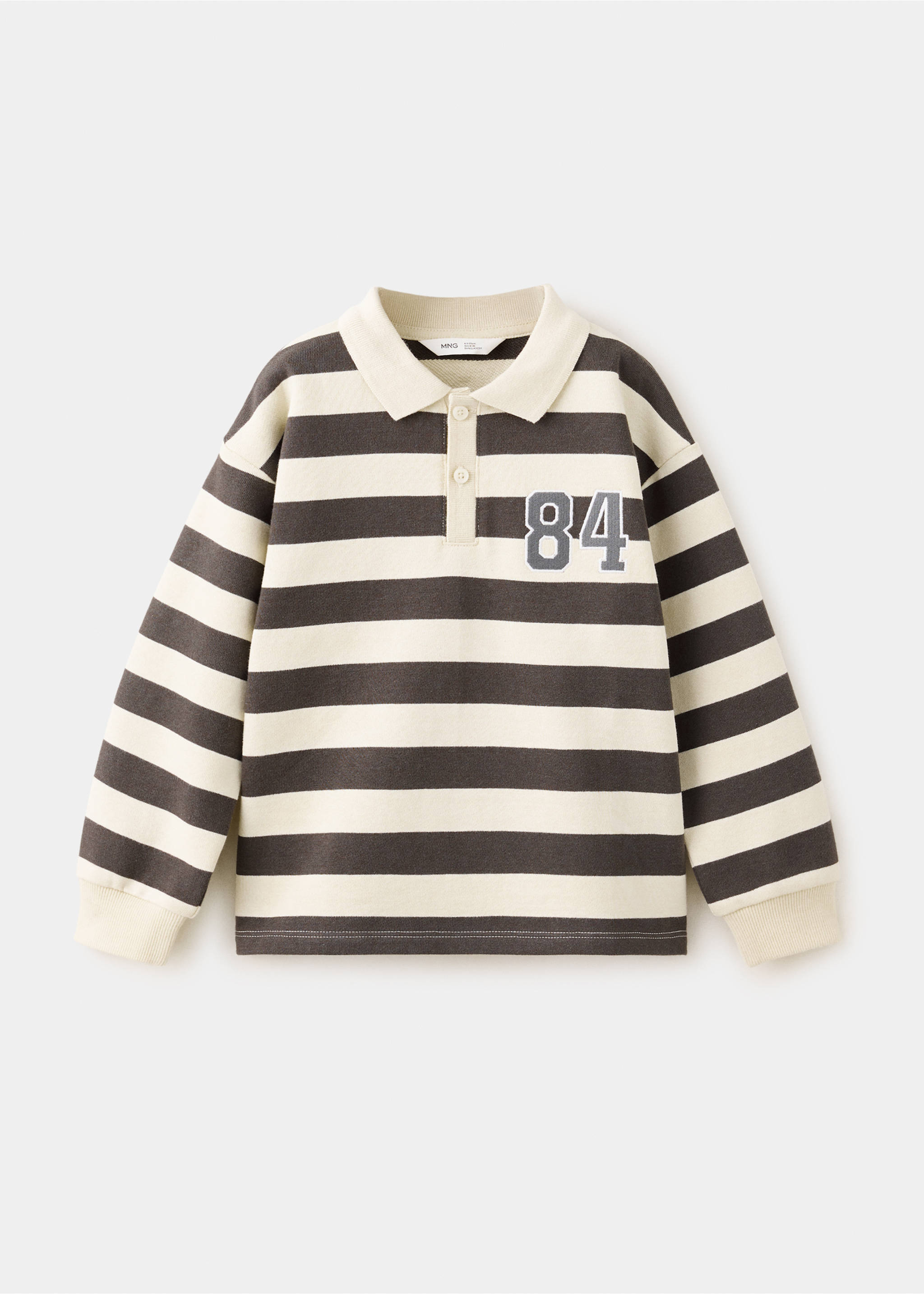 Striped polo sweatshirt - Article without model, Chocolate. Ref: 37014788-00.