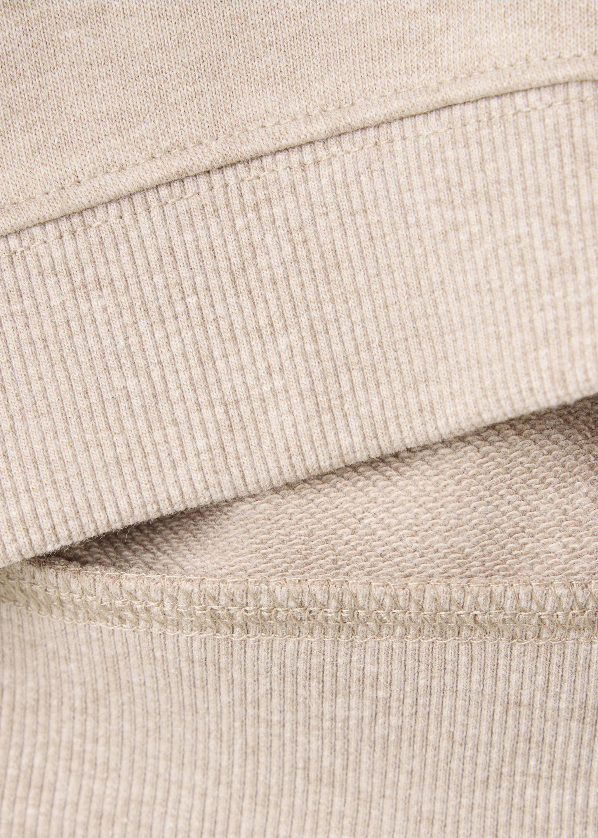 Relaxed sweatshirt with textured detailing - Details of the article 0, Sand. Ref: 37014789-00.