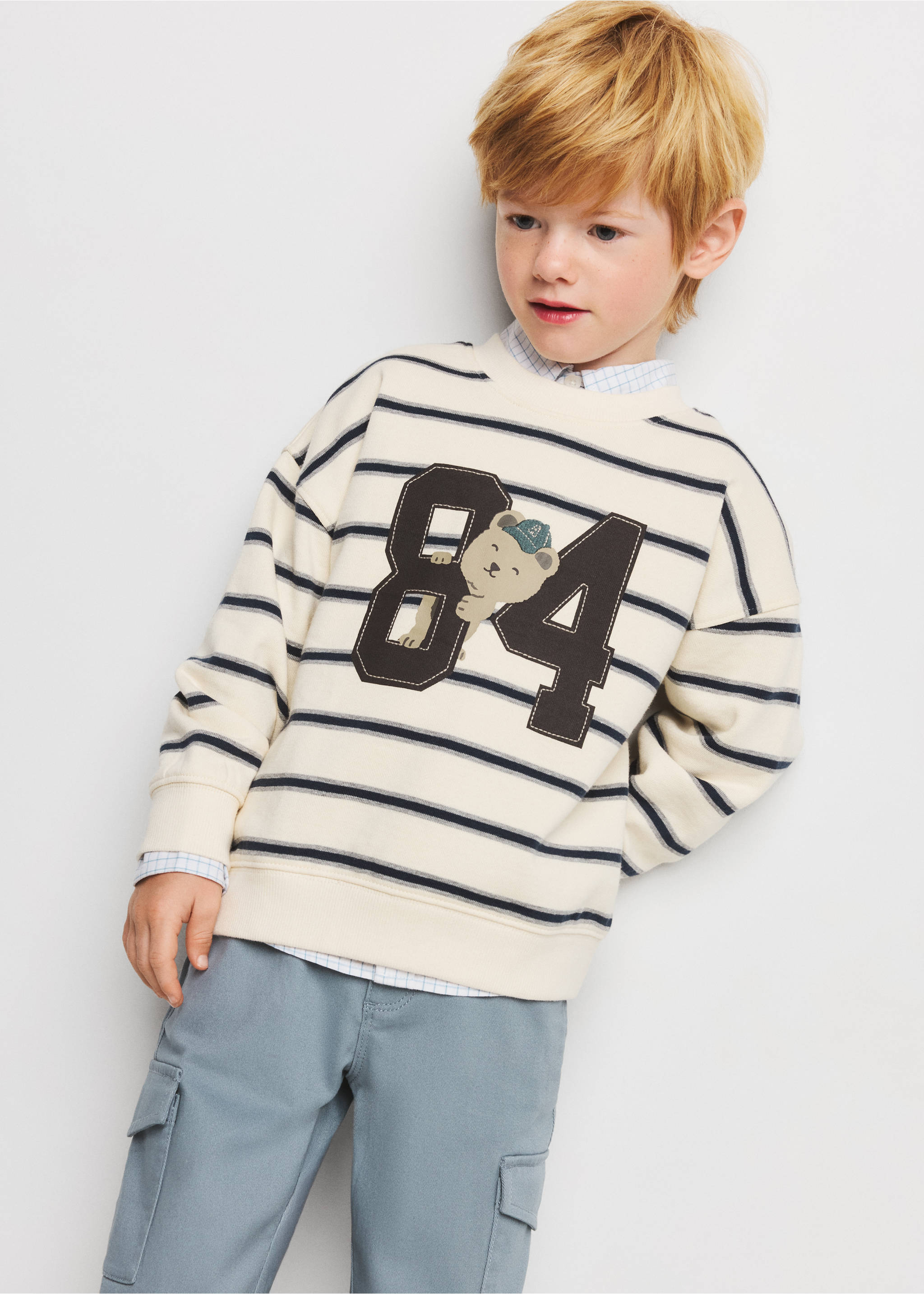 Sweat relaxed fit imprimé - Plan moyen, Blanc cassé. Ref: 37014790-00.