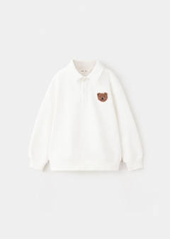 Relaxed-fit polo sweatshirt — White 2