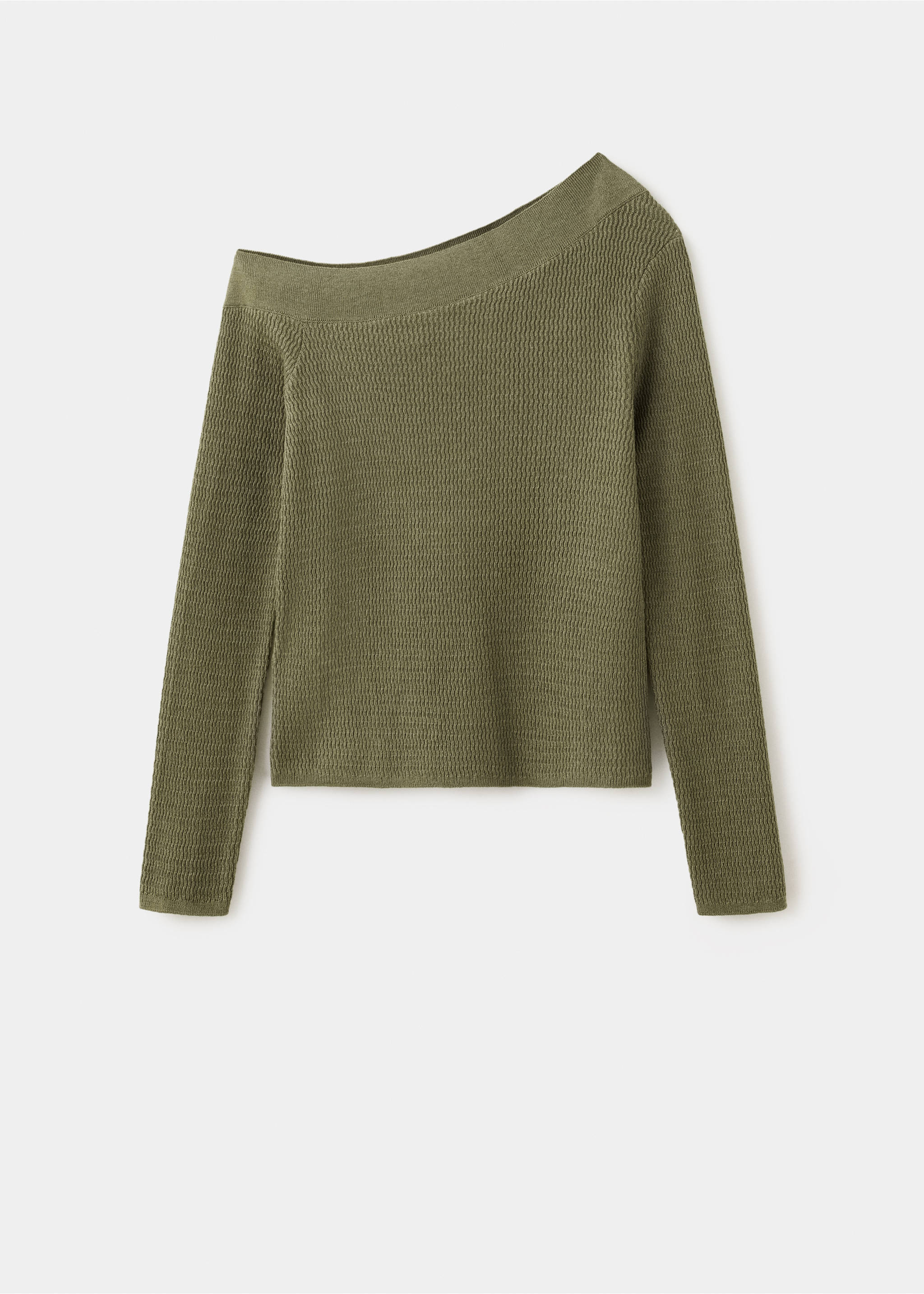 Jersey canalé escote asimétrico - Artículo sin modelo, Khaki. Ref: 37014795-00.