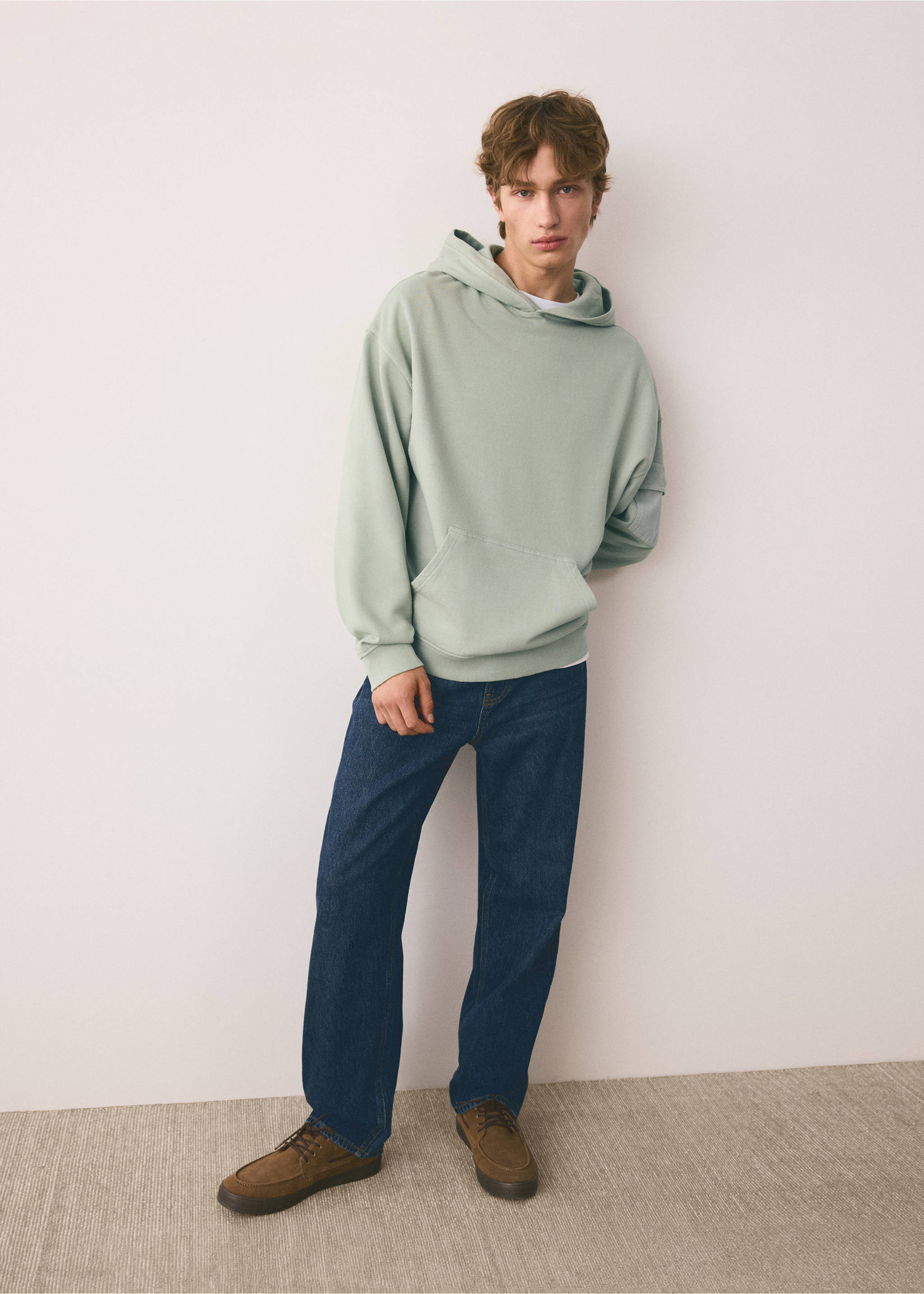 Cotton cargo sweatshirt - General plane, Mint Green. Ref: 37014796-00.