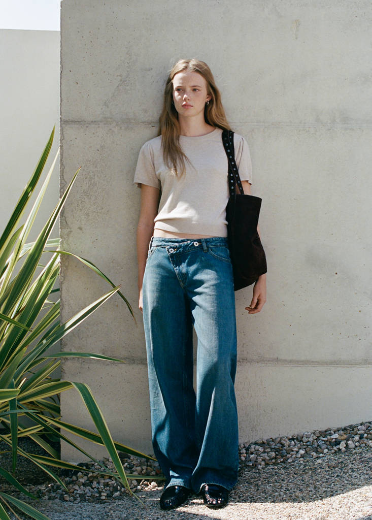 Short-sleeved knitted sweater — Sand