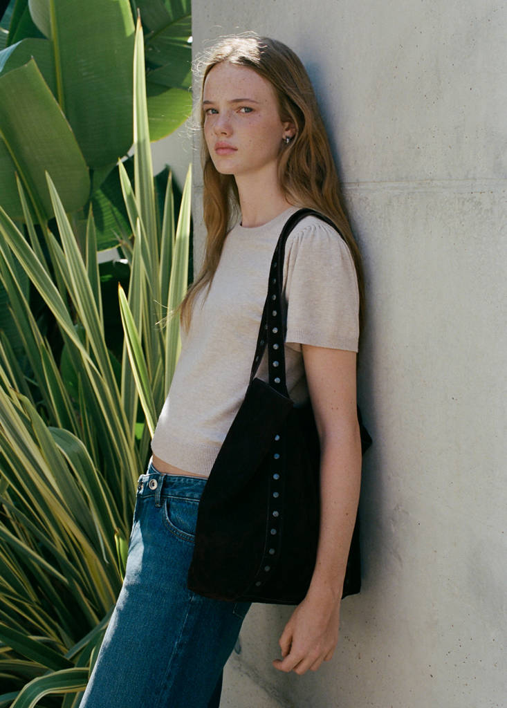 Short-sleeved knitted sweater — Sand