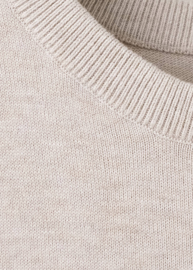 Short-sleeved knitted sweater — Sand