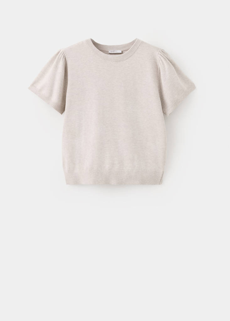 Short-sleeved knitted sweater — Sand