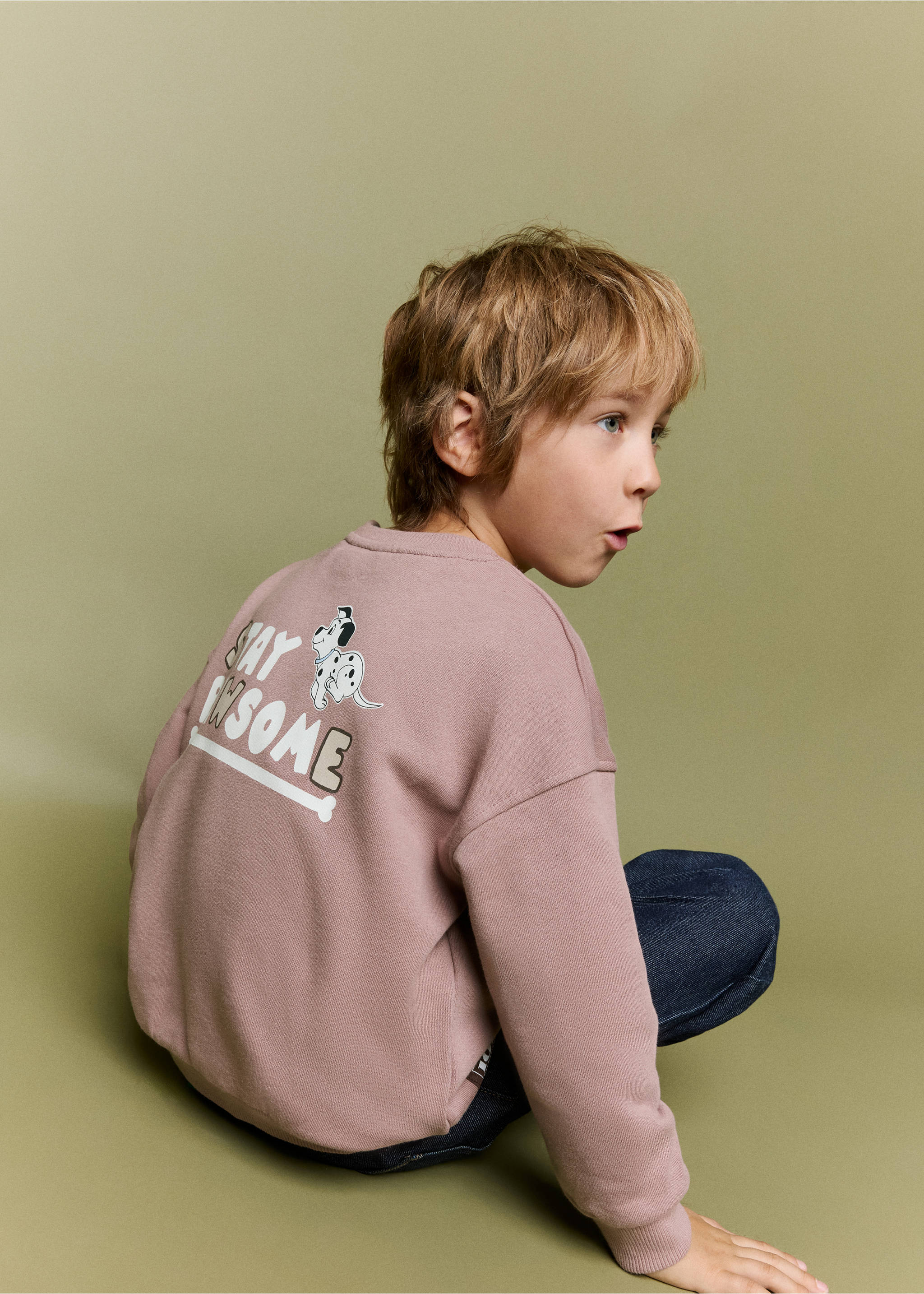 Sweat-shirt coton Les 101 Dalmatiens - Verso de l’article, Rose pâle. Ref: 37014798-00.
