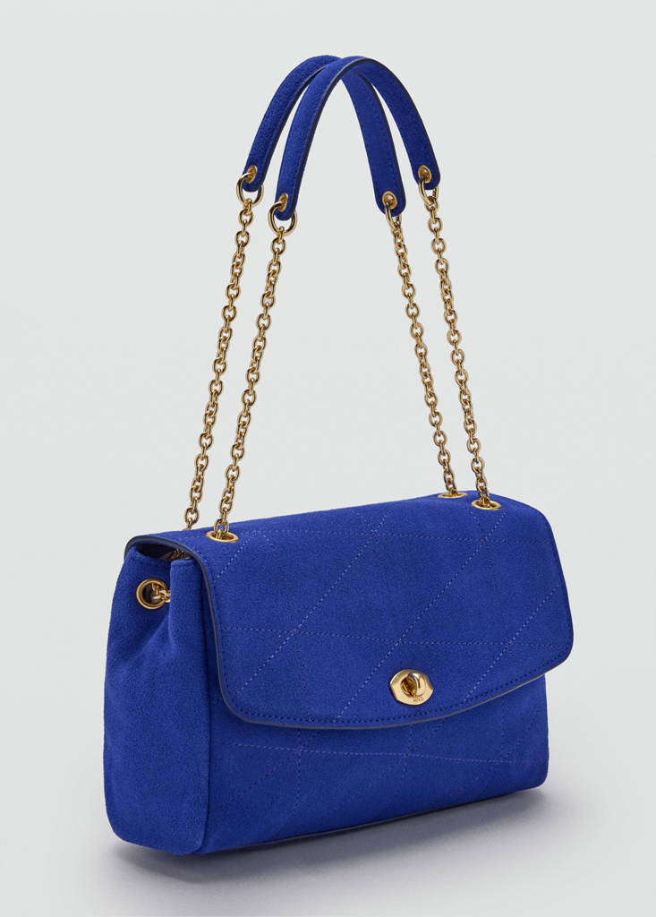 Small leather chain shoulder bag — Vibrant blue