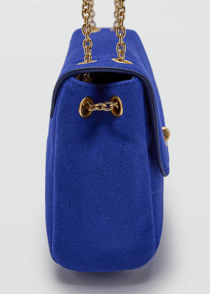 Small leather chain shoulder bag — Vibrant blue