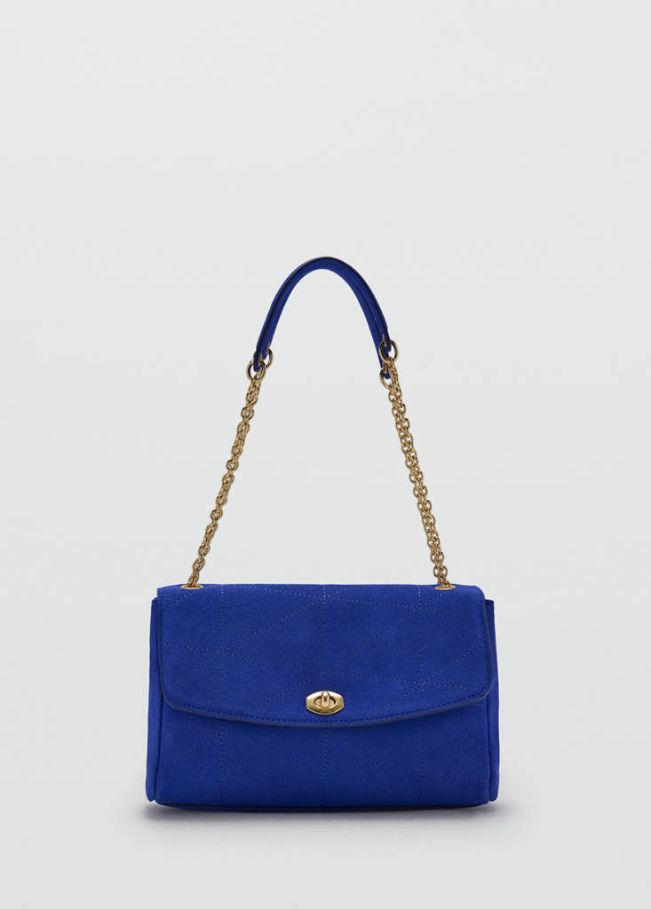 Small leather chain shoulder bag — Vibrant blue