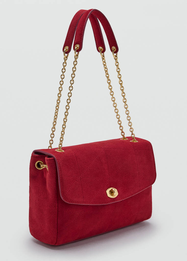Small leather chain shoulder bag — Red