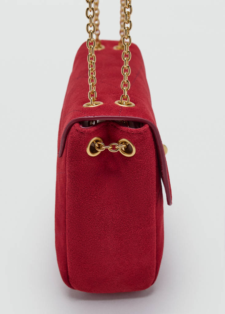 Small leather chain shoulder bag — Red