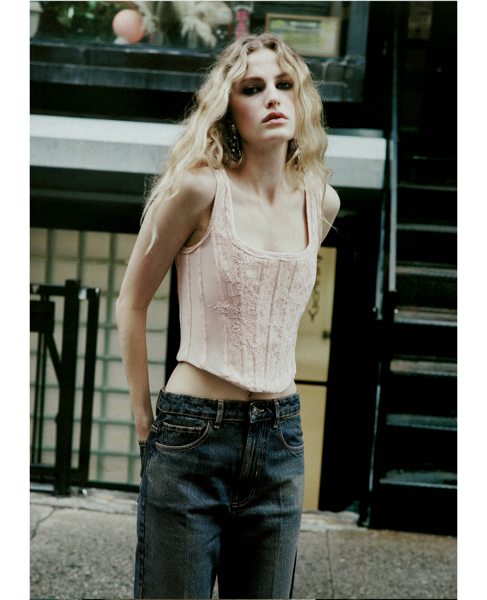 Top style corset jacquard - Plan moyen