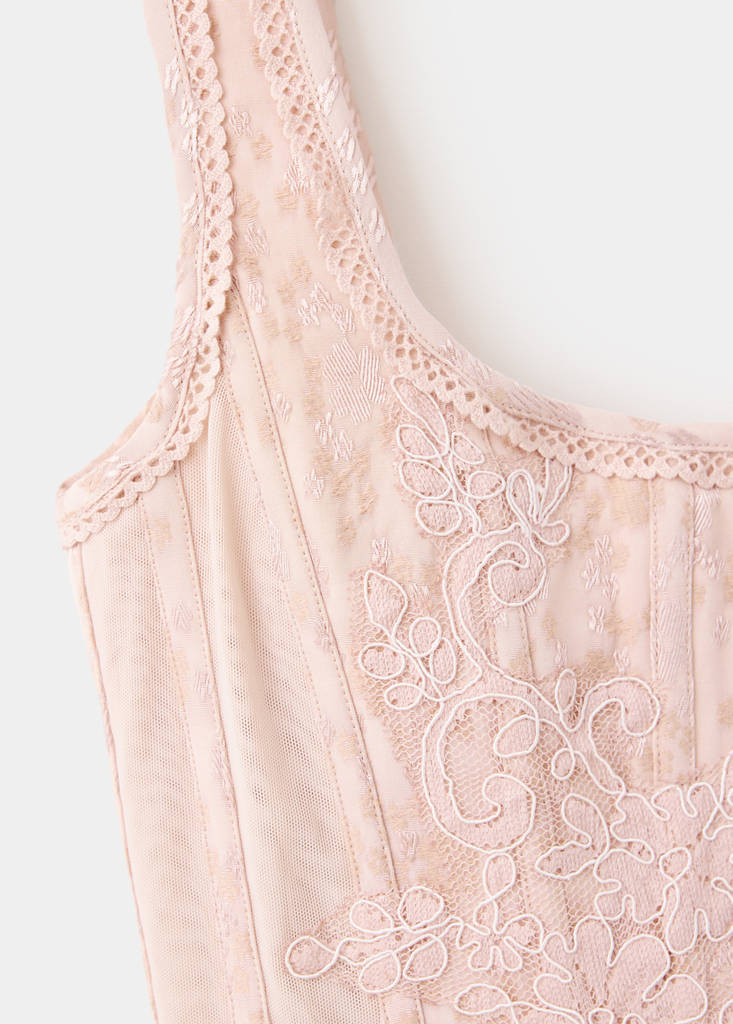 Jacquard corset top — Pink