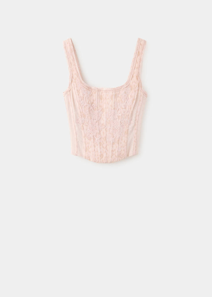 Jacquard corset top — Pink
