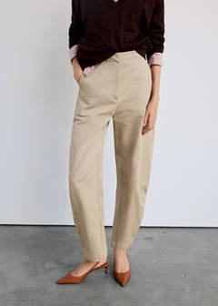 Balloon cotton trousers — Brown 1