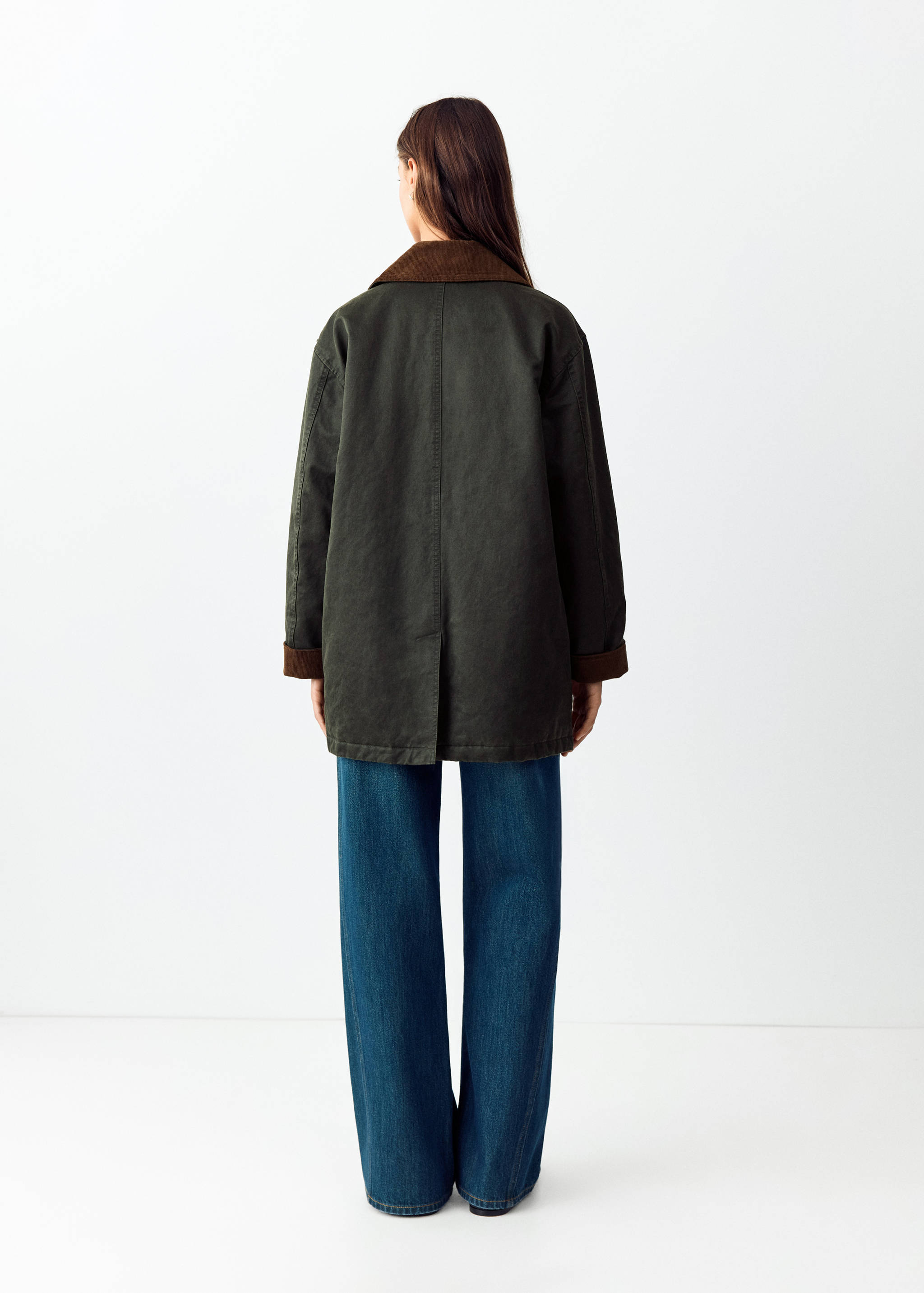 Cotton parka with corduroy collar - Reverse of the article