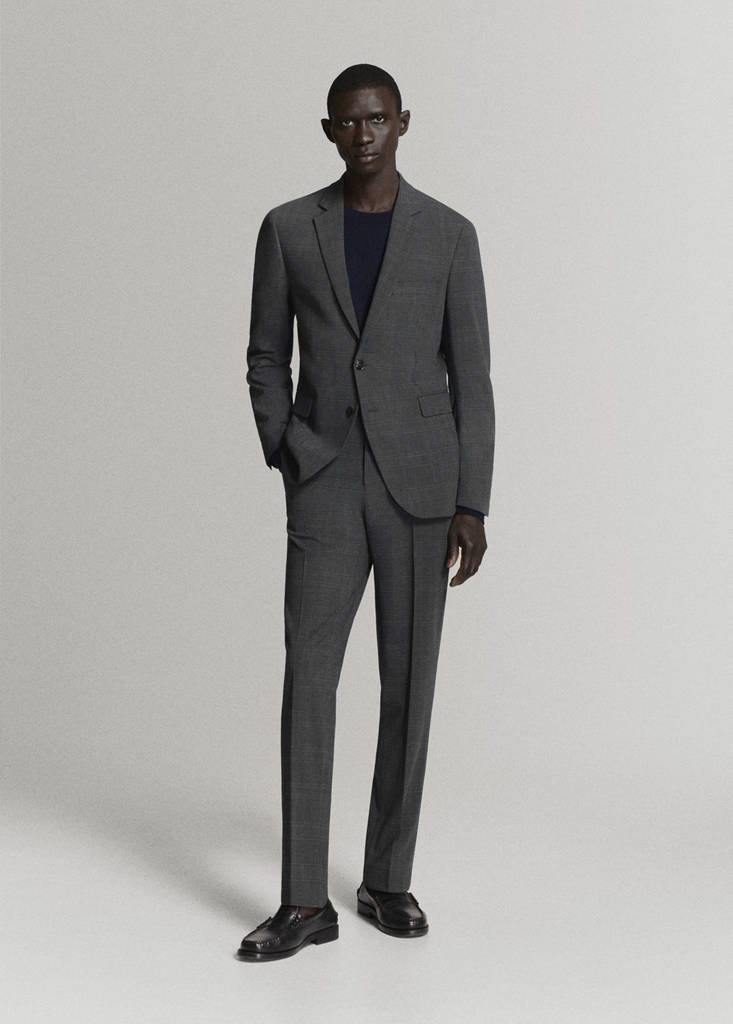 Super slim-fit suit jacket in stretch fabric — Dark Heather Grey