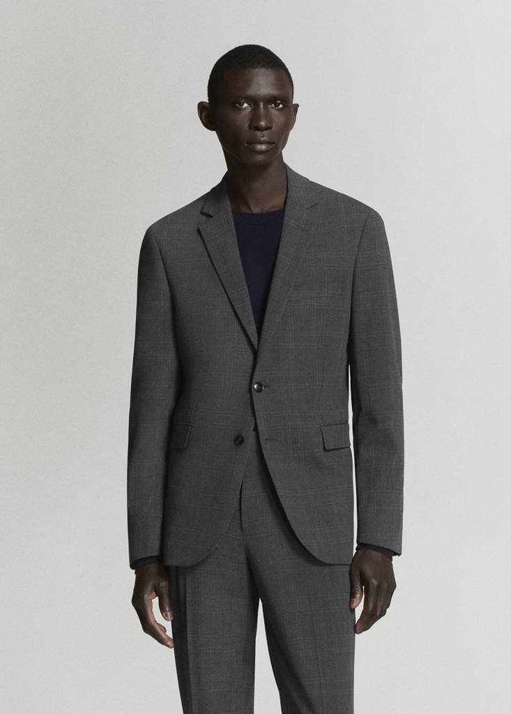 Super slim-fit suit jacket in stretch fabric — Dark Heather Grey