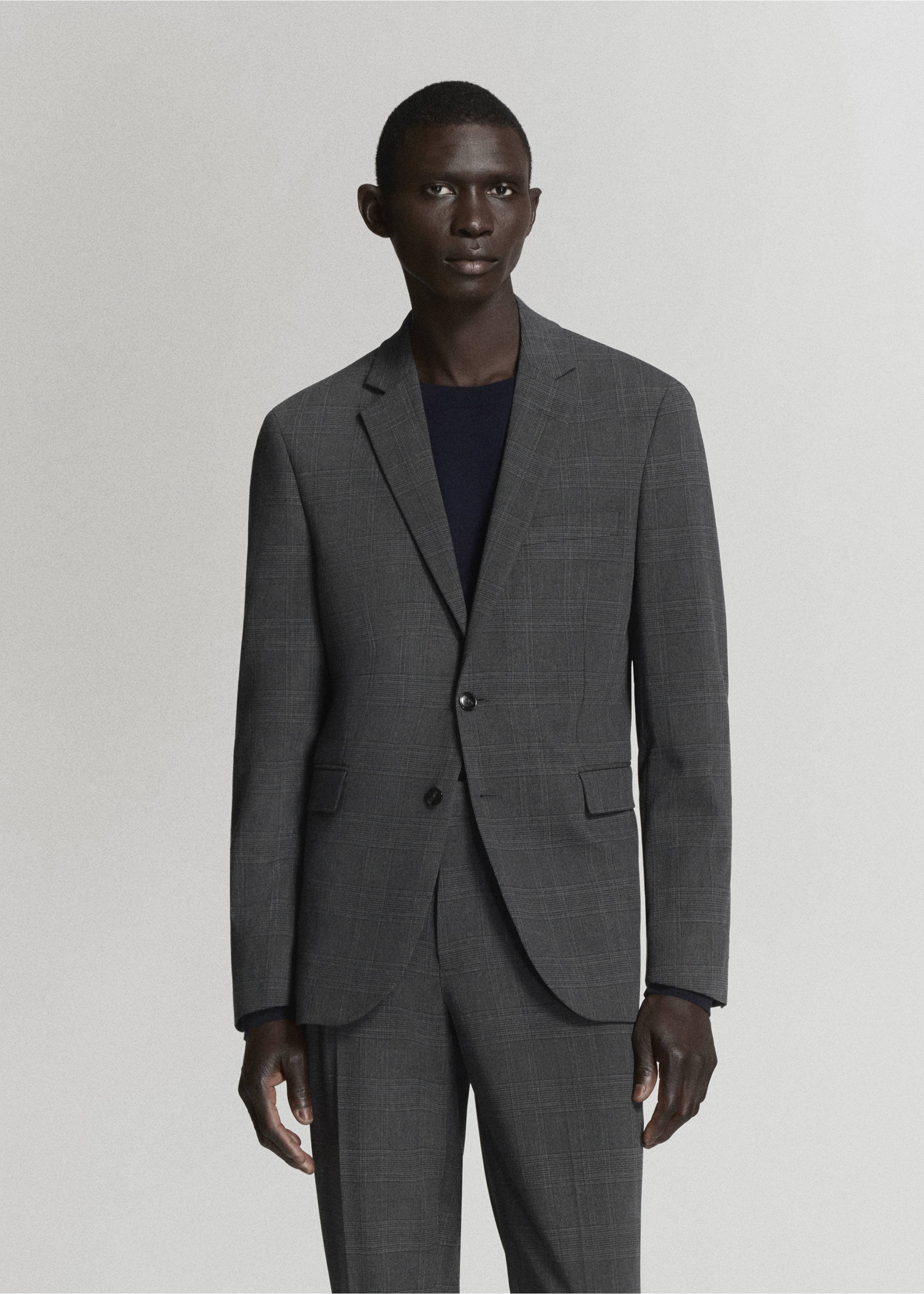 Super slim-fit suit jacket in stretch fabric - Medium plane, Dark Heather Grey. Ref: 37015157-00.