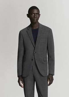 Super slim-fit suit jacket in stretch fabric — Dark Heather Grey 1