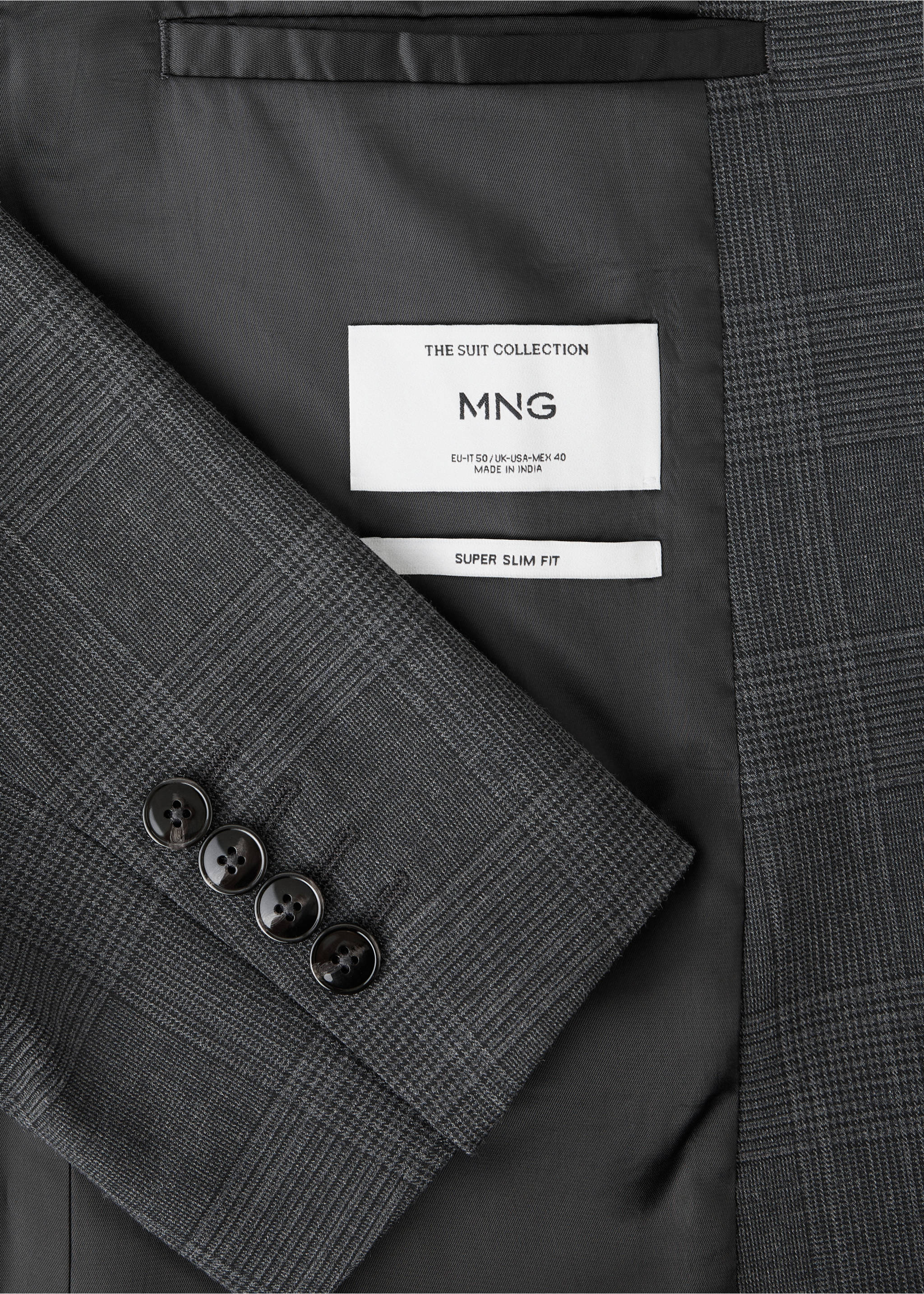 Super slim-fit suit jacket in stretch fabric - Details of the article 0, Dark Heather Grey. Ref: 37015157-00.