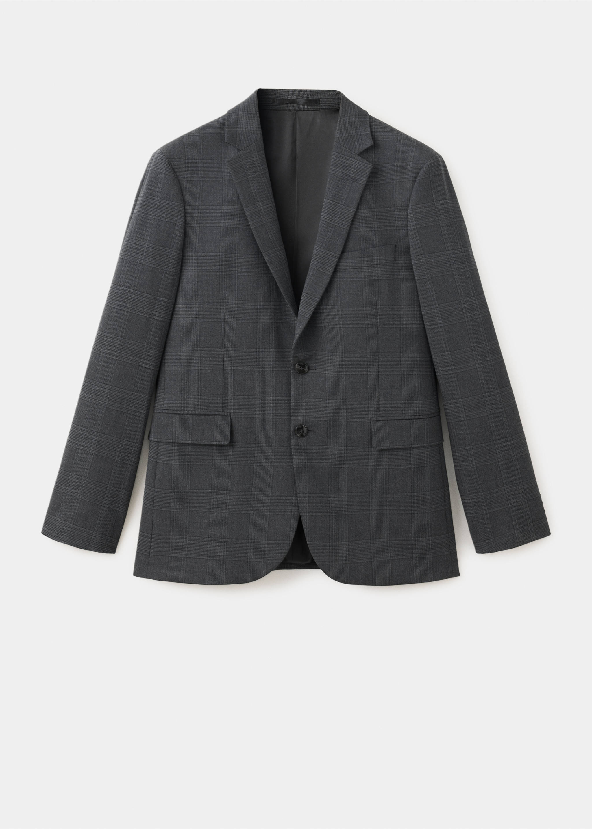 Super slim-fit suit jacket in stretch fabric - Article without model, Dark Heather Grey. Ref: 37015157-00.