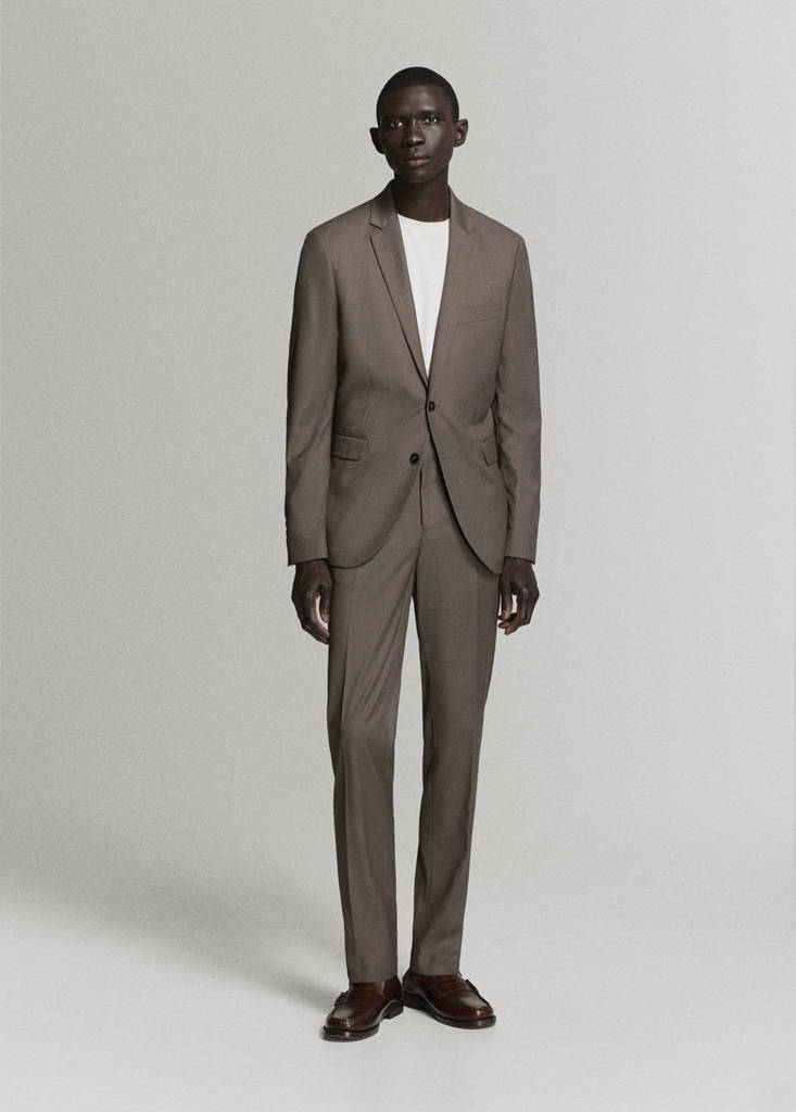Super slim-fit suit jacket in stretch fabric — Medium Brown