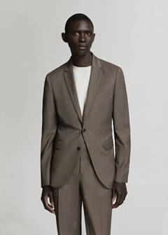 Super slim-fit suit jacket in stretch fabric — Medium Brown 1