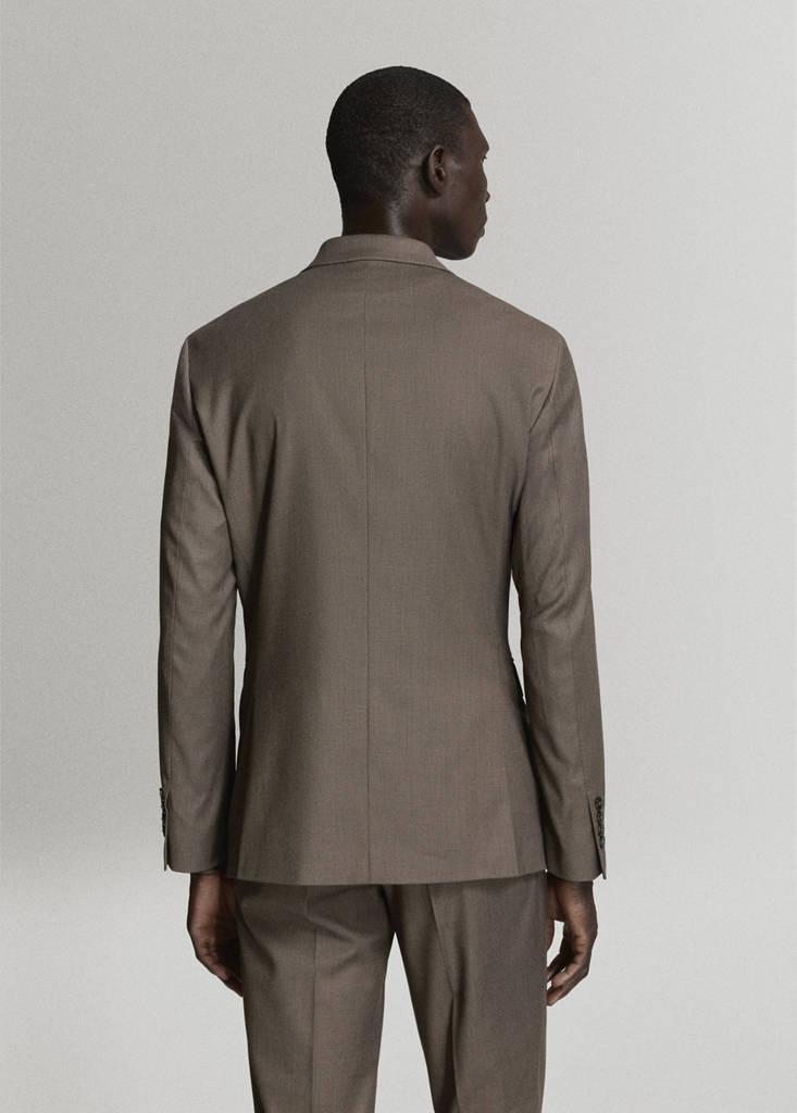 Super slim-fit suit jacket in stretch fabric — Medium Brown
